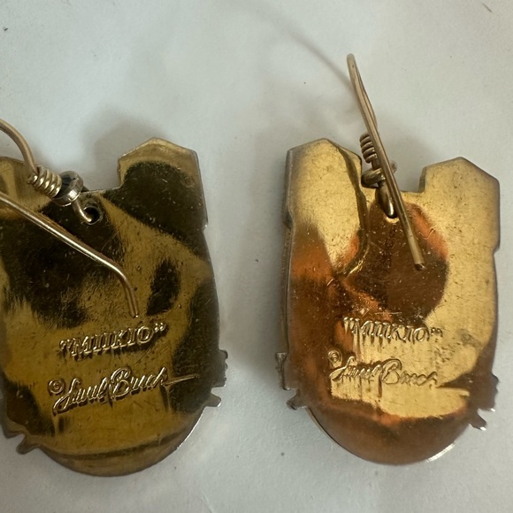 Vintage Laurel Burch Miikio Tiger Enamel Earrings - Picture 2 of 3